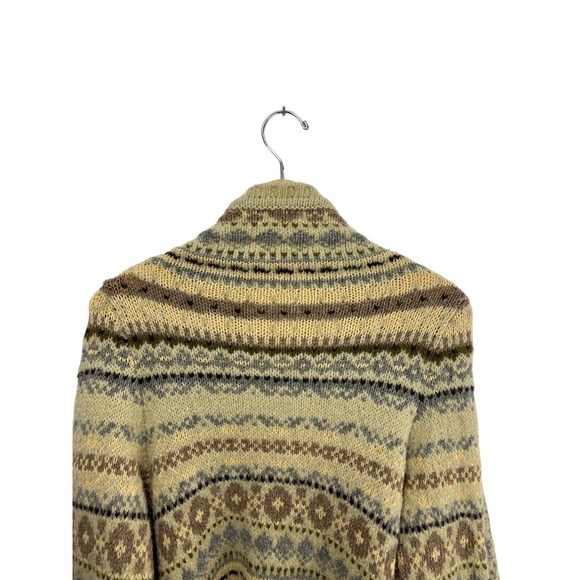 Sleeping on Snow Womens Sweater Medium Beige Printed Cardigan Long Sleeve Wool - Picture 7 of 11